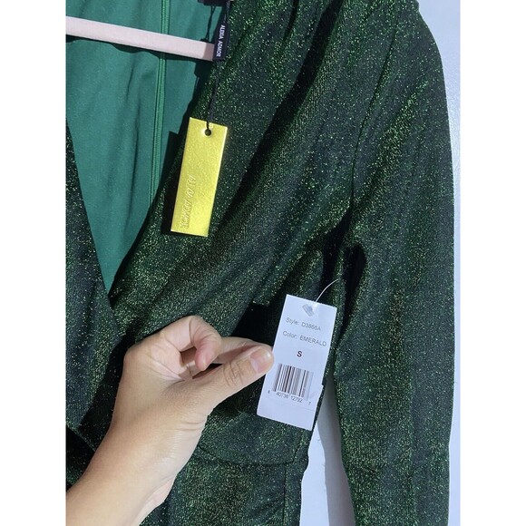 Alexia Admor Dress S Green Emerald Midi Bodycon Holiday Party Night Out Event - Picture 4 of 13